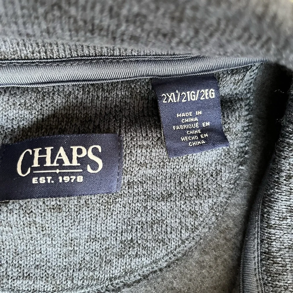 Chaps Black And Gray 1/4 Zip Knit Pullover Sweater Men's 2XL‎ Pre-Owned